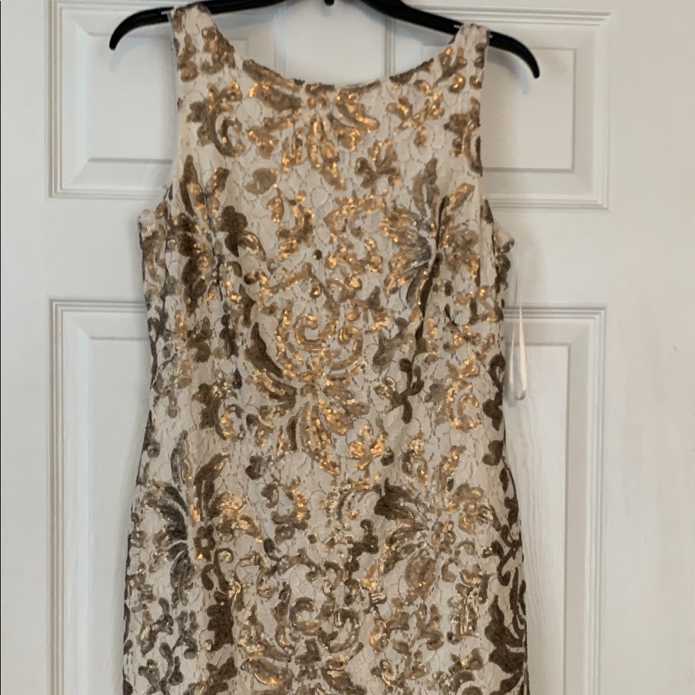 Ralph Lauren Gold Sequin Formal Evening Dress Gown